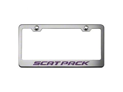 License Plate Frame with SCAT PACK Lettering; Purple Carbon Fiber (Universal; Some Adaptation May Be Required)
