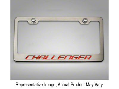 License Plate Frame with CHALLENGER Lettering; Green Carbon Fiber (Universal; Some Adaptation May Be Required)