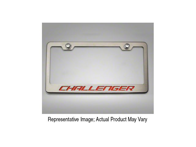 License Plate Frame with CHALLENGER Lettering; Green Carbon Fiber (Universal; Some Adaptation May Be Required)