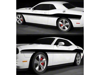 Mid Body Mopar Style Side Stripes; Gloss Black (11-14 Challenger)