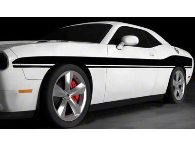 Mid Body Mopar Style Side Stripes; Gloss Black (15-18 Challenger)