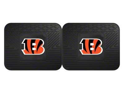 Molded Rear Floor Mats with Cincinnati Bengals Logo (Universal; Some Adaptation May Be Required)