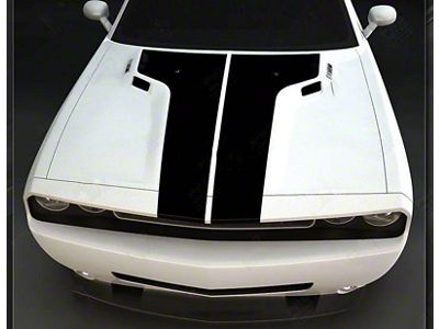 Mopar Style Split Hood Stripes; Gloss Black (11-14 Challenger)