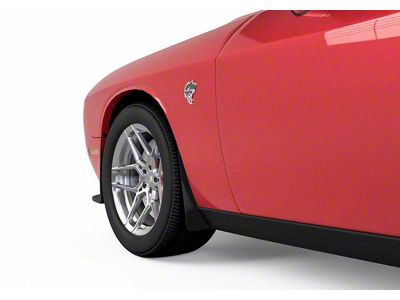 Mud Flaps; Front; Matte Black Vinyl (15-23 Challenger SRT Hellcat, Excluding Widebody)