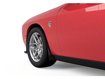 Mud Flaps; Front and Rear; Gloss Black Vinyl (15-23 Challenger SRT Hellcat, Excluding Widebody)