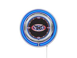 NHRA Double Neon 15-Inch Clock; Blue Neon