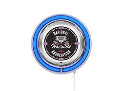 NHRA Hot Rod Double Neon 15-Inch Clock; Blue Neon