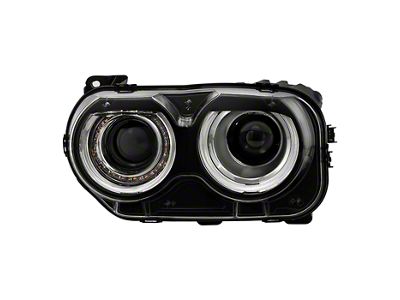 OEM Style Headlight; Black Housing; Clear Lens; Driver Side (15-23 Challenger w/ Factory Halogen Headlights)