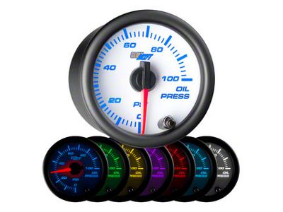 Oil Pressure Gauge; White 7 Color (Universal; Some Adaptation May Be Required)