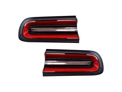Outer Tail Lights; Black Housing; Red Clear Lens (15-19 Challenger)