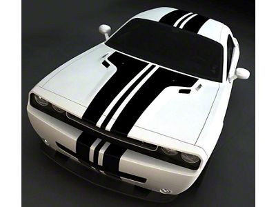 Over-The-Top Center T-Stripes; Gloss Black (15-18 Challenger)