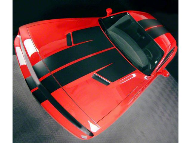 Over-The-Top Double Stripes; Gloss Black (08-10 Challenger)