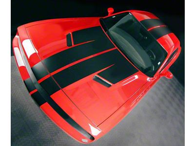 Over-The-Top Double Stripes; Gloss Red (15-18 Challenger)