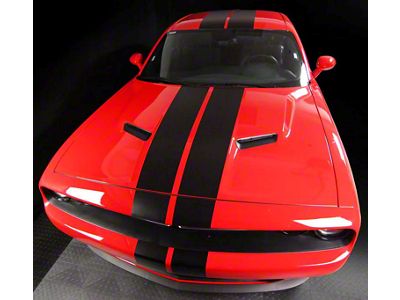 Over-The-Top Double Stripes; Gloss Red (15-18 Challenger)