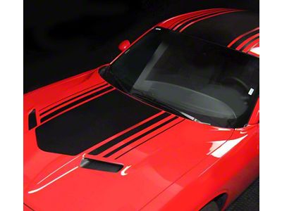 Over Top Shaker Style Stripes; Matte Black (19-23 Challenger)
