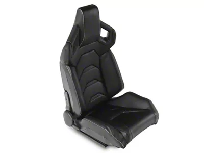 Perforated Vinyl Racing Bucket Seats with Seat Sliders; Black Carbon Fiber Style (Universal; Some Adaptation May Be Required)