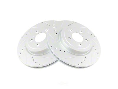 Performance Drilled and Slotted Rotors; Front Pair (08-23 Challenger w/ 13.60-Inch Front Rotors)