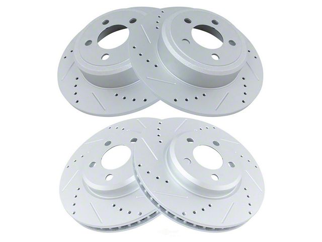 Performance Drilled and Slotted Rotors; Front and Rear (08-23 Challenger w/ 12.60-Inch Front Rotors)