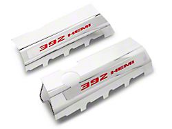 Polished Fuel Rail Covers with 392 HEMI Lettering; Solid Bright Red (15-23 6.4L HEMI Challenger w/o Shaker Hood)