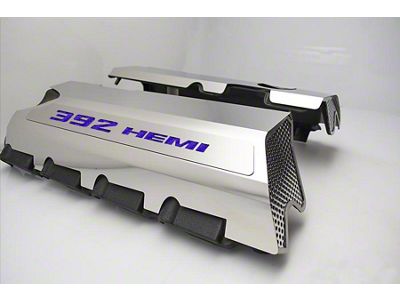Polished Fuel Rail Covers with 392 HEMI Lettering; Solid Plum Crazy Purple (15-23 6.4L HEMI Challenger w/o Shaker Hood)