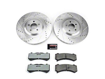 PowerStop Z26 Street Warrior Brake Rotor and Pad Kit; Front (15-20 Challenger R/T 392, R/T Scat Pack, SRT 392, SRT Hellcat, SRT Super Stock & T/A 392 w/ 6-Piston Front Calipers)