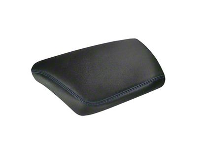 Premium Artificial Leather Center Console Lid Armrest Cover; Black with Blue Stitching (15-23 Challenger)