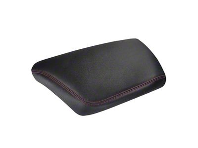 Premium Artificial Leather Center Console Lid Armrest Cover; Black with Red Stitching (15-23 Challenger)