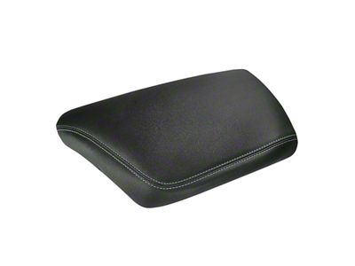 Premium Artificial Leather Center Console Lid Armrest Cover; Black with White Stitching (15-23 Challenger)