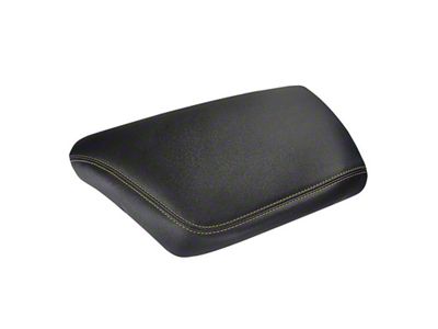 Premium Artificial Leather Center Console Lid Armrest Cover; Black with Yellow Stitching (15-23 Challenger)