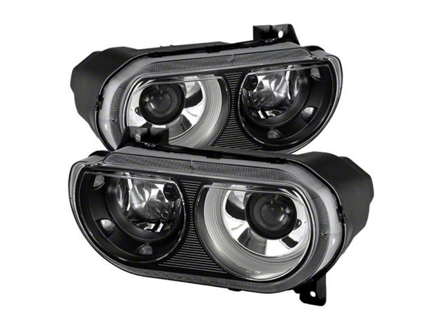 Projector Headlights; Black Housing; Clear Lens (08-14 Challenger w/ Factory HID Headlights)