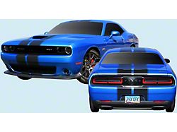 Quad Center Stripes; Matte Black (15-19 Challenger GT, R/T Scat Pack w/ Sunroof)