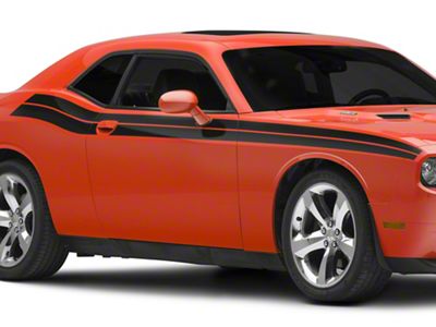 SEC10 R/T Style Beltline Stripes; Gloss Black (08-23 Challenger)