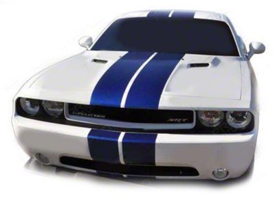Rally Double Center Stripes; Gloss Black (19-23 Challenger)