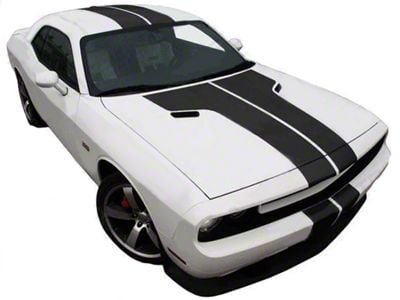 Rally Double T-Stripes; Gloss Black (15-18 Challenger)