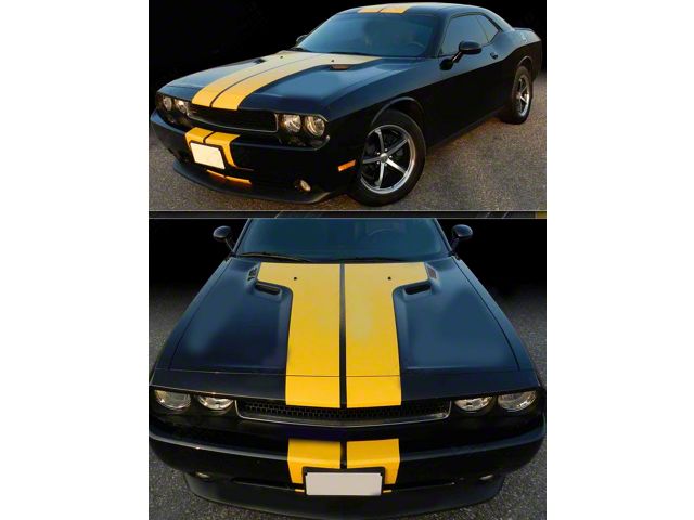 Rally Double T-Stripes; Gloss Black (19-23 Challenger)