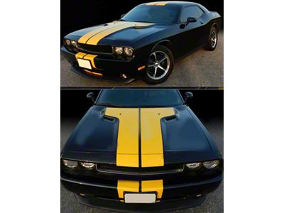 Rally Double T-Stripes; Matte Black (19-23 Challenger)