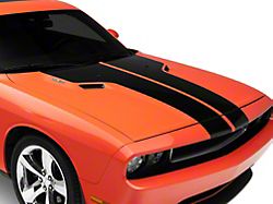 SEC10 Rally Hood Stripe; Gloss Black (08-14 Challenger)