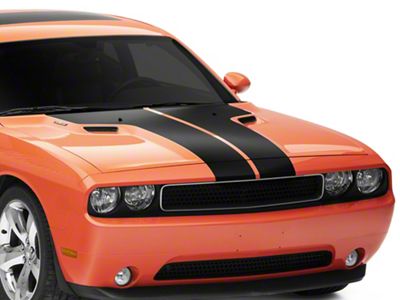 SEC10 Rally Hood Stripe; Matte Black (08-14 Challenger)