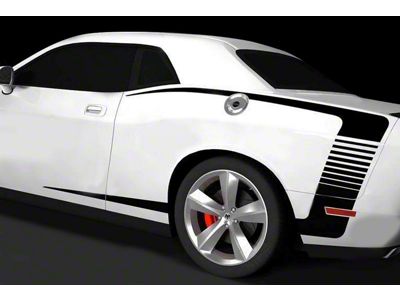 Rear Quarter Side C-Stripes; Gloss Black (08-10 Challenger)