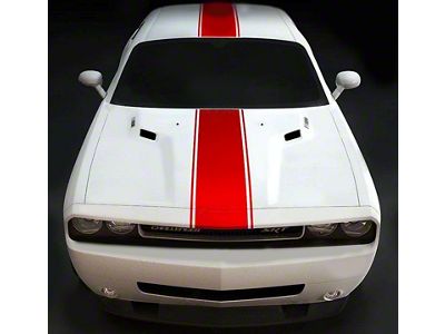 Redline Style Center Stripes; Gloss Black (19-23 Challenger)