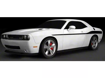 Redline Style Side Stripes; Gloss Black (19-23 Challenger)