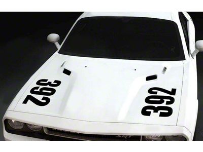 Retro Hood Lettering Decals Stripes; Gloss Black (15-18 Challenger)