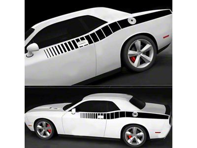 Reverse Strobe Side Stripes; Gloss Black (15-18 Challenger)