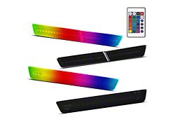 RGB Dynamic LED Side Markers with Remote; Smoked (18-23 Challenger Widebody)