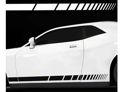 Rocker Panel Strobe Stripes; Gloss Black (15-18 Challenger)