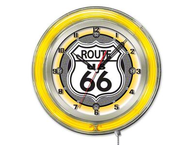 Route 66 19-Inch Double Neon Wall Clock