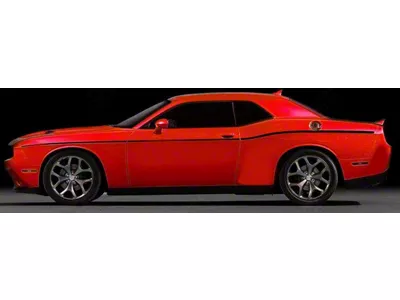 SCAT PACK Style Side Stripes; Gloss Black (11-14 Challenger)