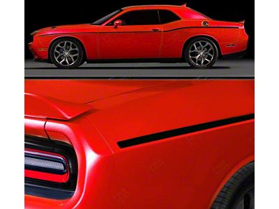 SCAT PACK Style Side Stripes; Gloss Black (15-18 Challenger)