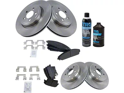 Semi-Metallic Brake Rotor, Pad, Brake Fluid and Cleaner Kit; Front and Rear (08-19 Challenger w/ 13.60-Inch Front Rotors & Vented Rear Rotors)