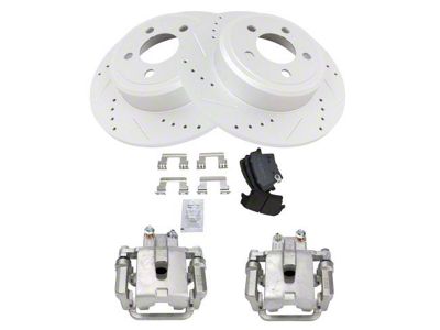 Semi-Metallic Brake Rotor, Pad and Caliper Kit; Rear (09-16 5.7L HEMI Challenger w/ Solid Rear Rotors; 12-15 V6 Challenger w/ Solid Rear Rotors)